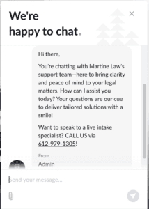 law firm chat bot website